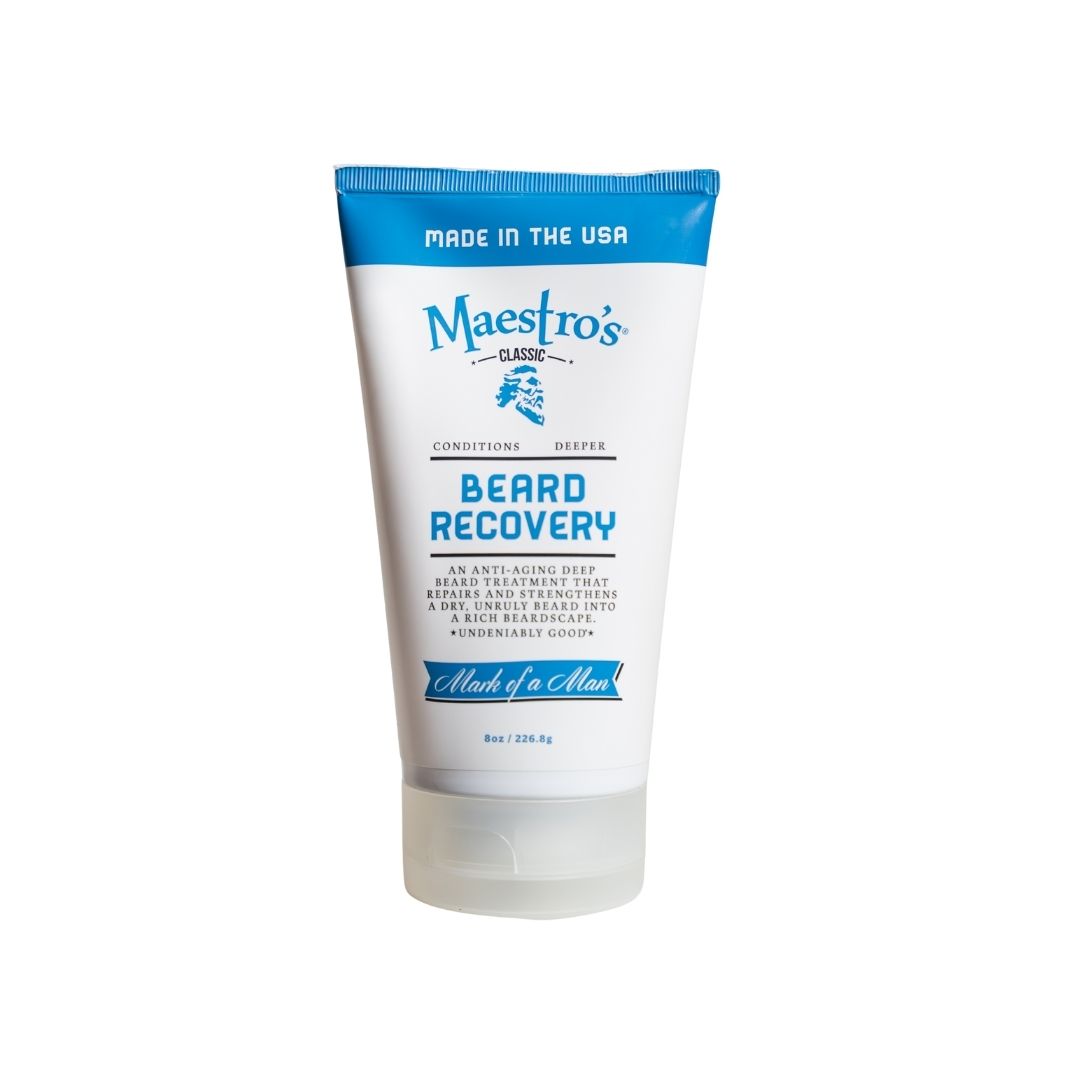 Mark of a Man Beard Recovery by Maestro’s Classic – 8oz deep conditioning treatment that restores and strengthens dry, coarse beards.
