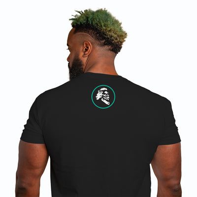 Maestro's Classic BeardThority Black Tee - White & Teal Logo