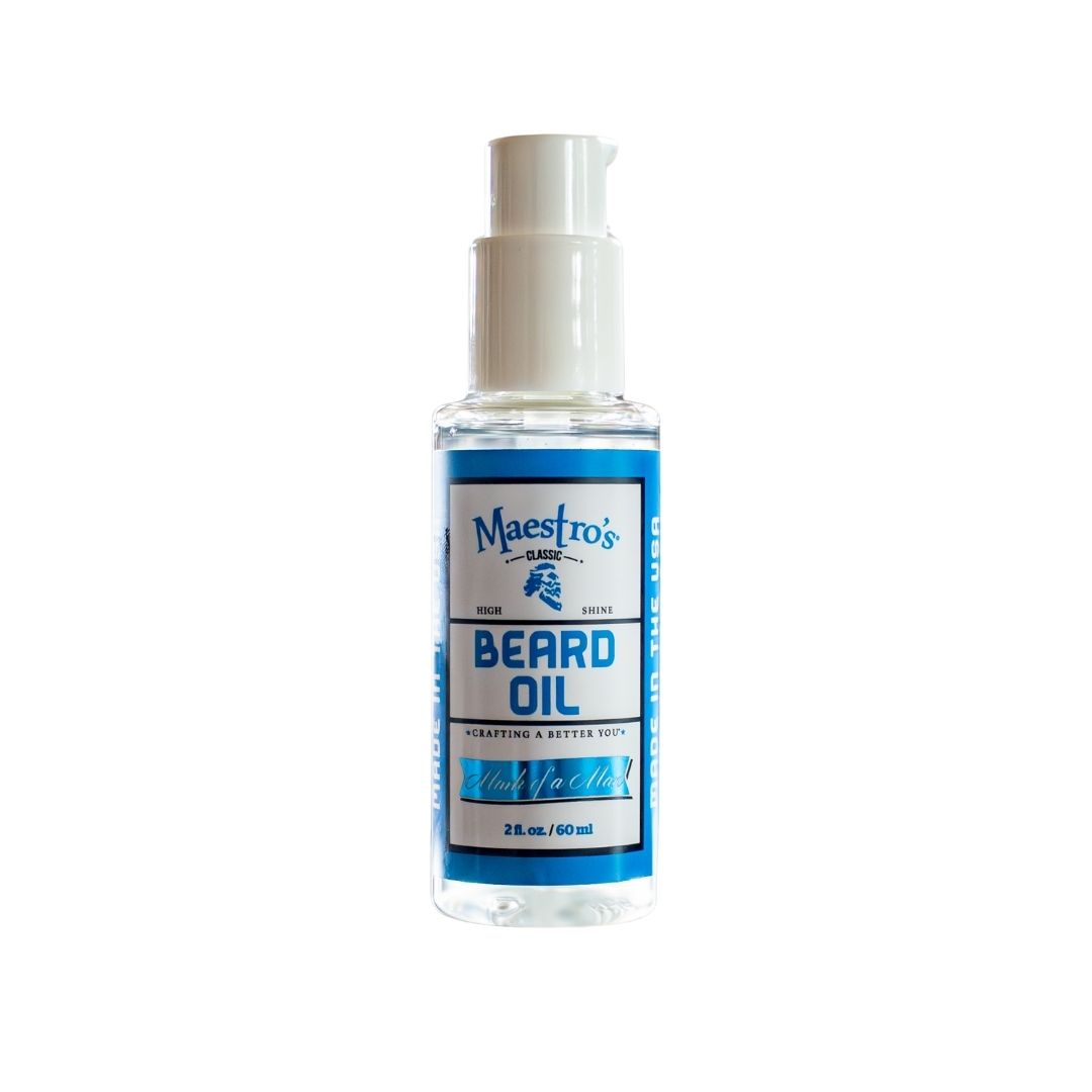 Mark of a Man Beard Oil by Maestro’s Classic – 2oz premium beard conditioning oil for shine, softness, and hydration.