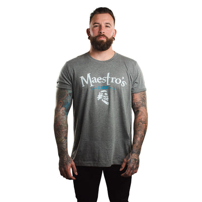 NEW Maestro's Classic Gray Tee - White & Blue Logo