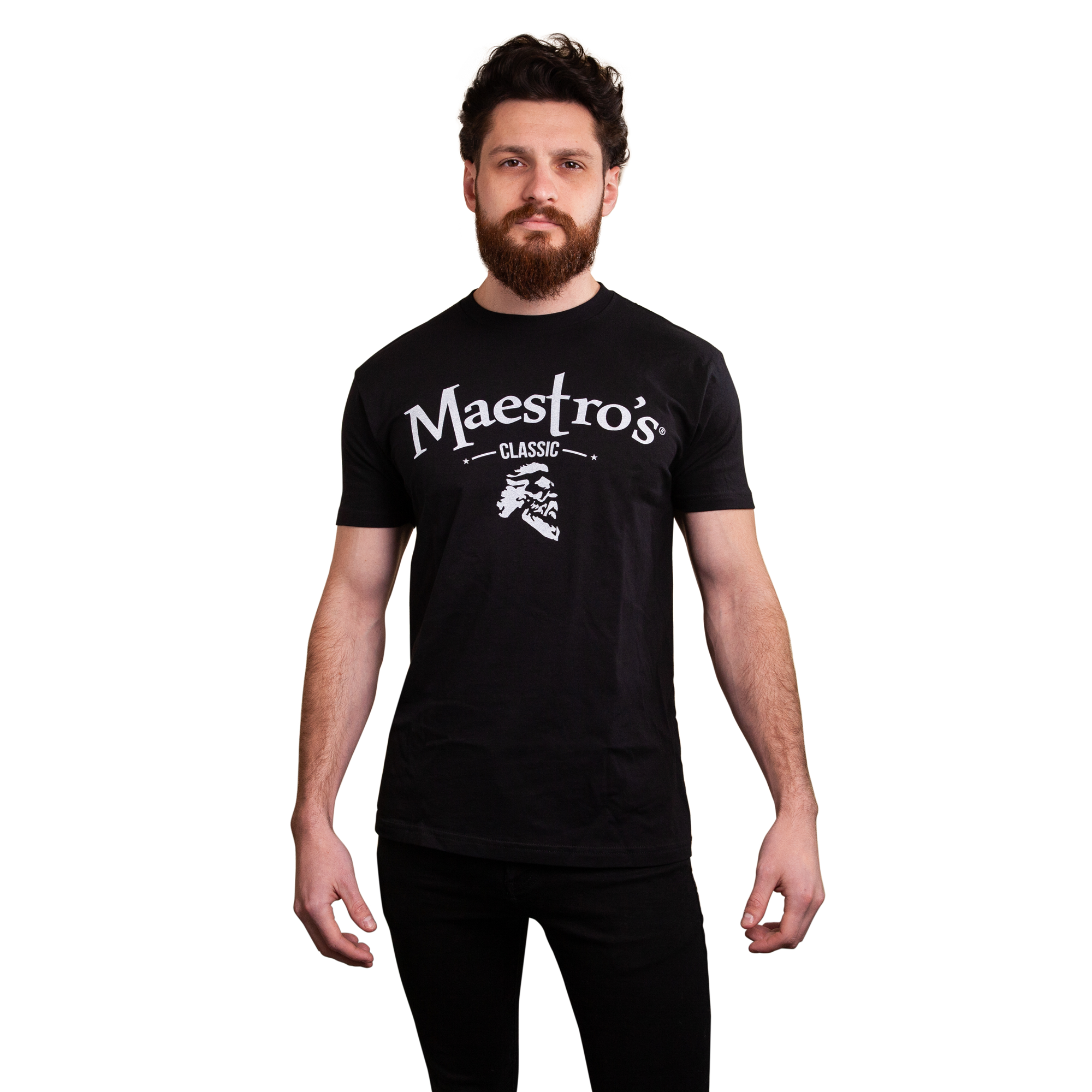 Maestro's Classic Black Tee - White Logo